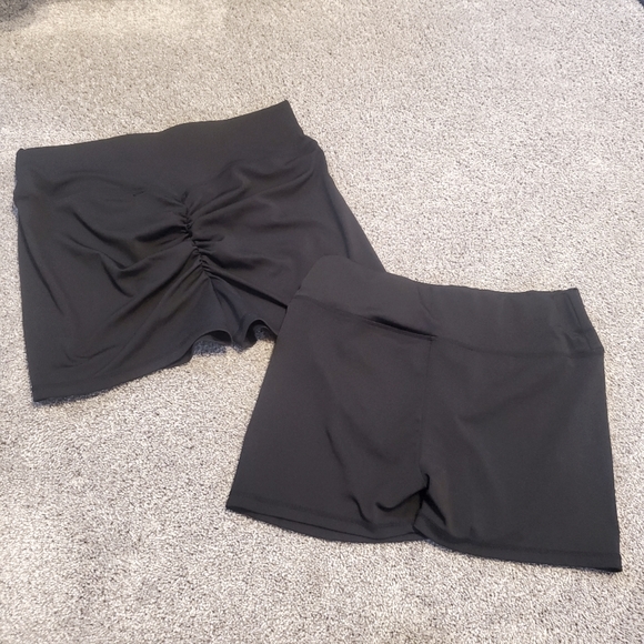 2 Pair Black Scrunch Booty Lift Yoga Dance Athletic Athleisure Active Shorts - Picture 5 of 5